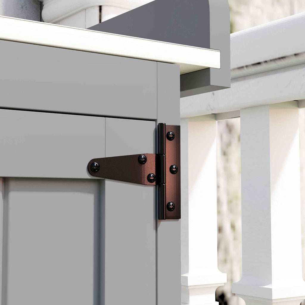 Outsunny Outdoor Storage Cabinet, Wooden Tool Shed with Shelf, with 2 Doors for Garden, Patio, Grey