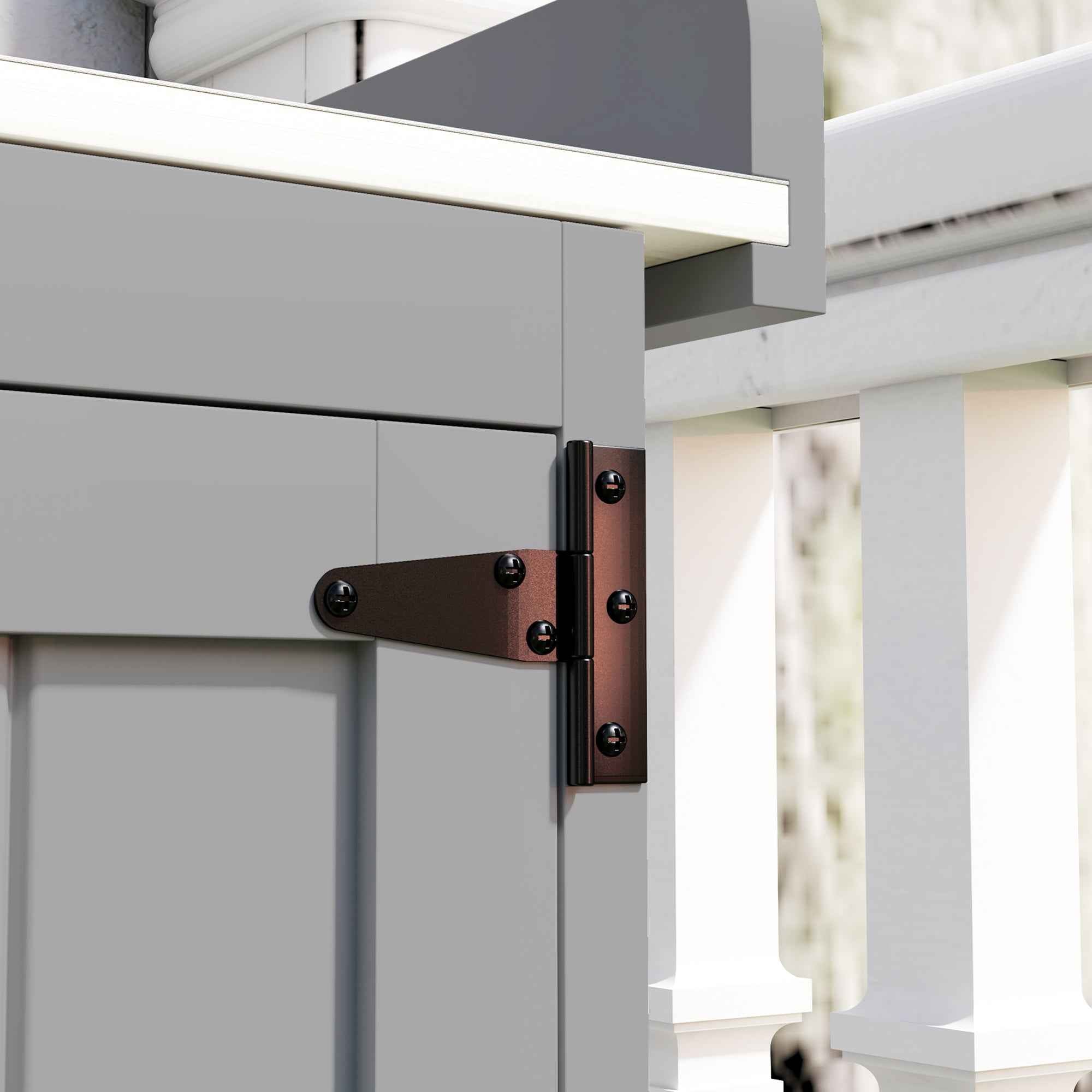Outsunny Outdoor Storage Cabinet, Wooden Tool Shed with Shelf, with 2 Doors for Garden, Patio, Grey