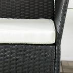 Comfortable 2-Seater Garden Sofa: PE Rattan, Steel, Cushioned, Armrests - Black - Borgè