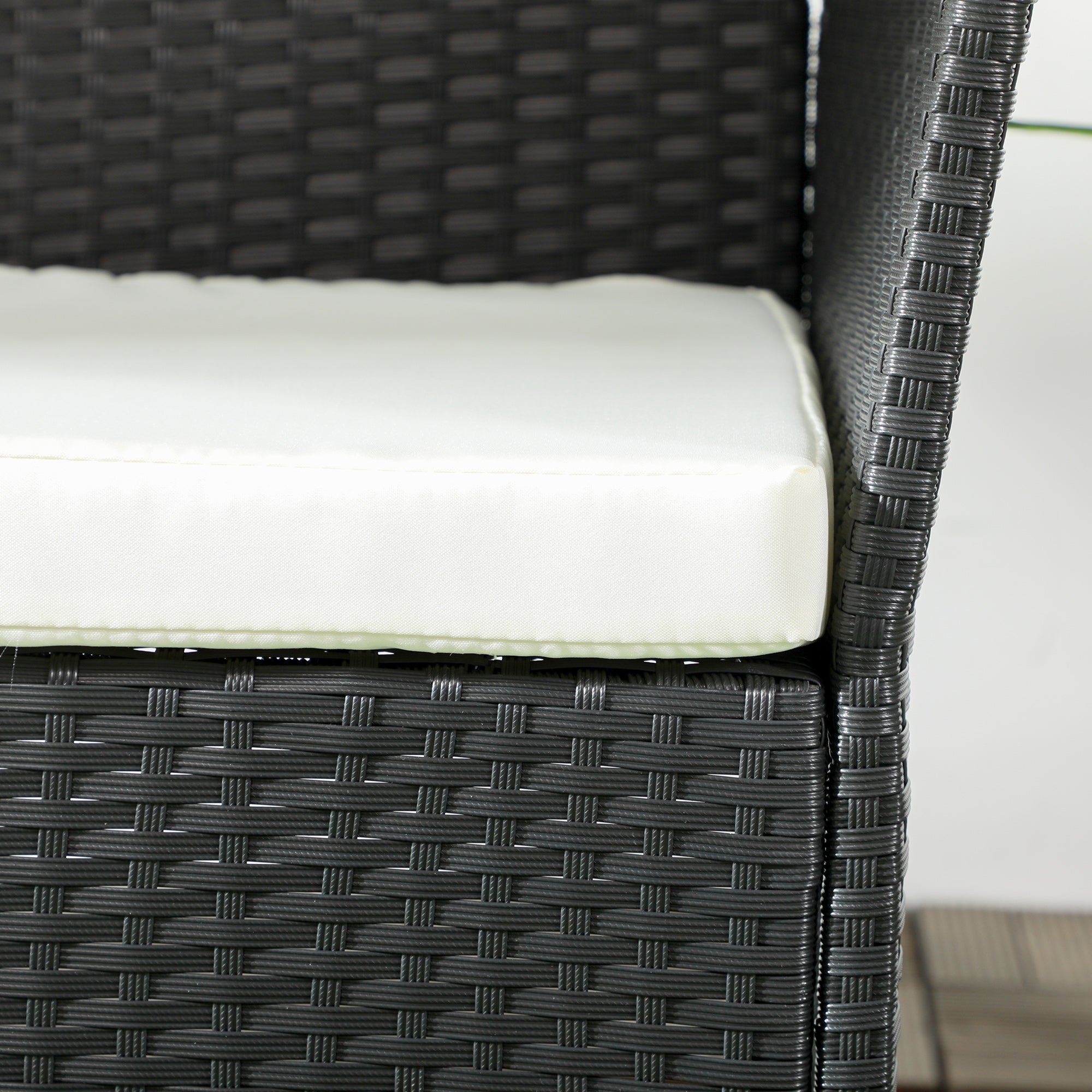 Comfortable 2-Seater Garden Sofa: PE Rattan, Steel, Cushioned, Armrests - Black - Borgè