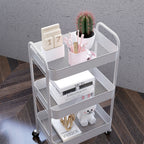 HOMCOM 3-Tier Kitchen Trolley with Handles and 4 Wheels, Steel, 45x30.6x79 cm, White - Borgè