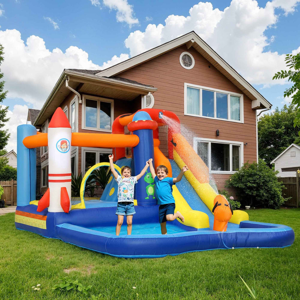 5-in-1 Inflatable Water Park Castle, 360x250x195cm, Multicolor