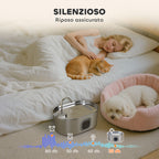 7L Cat Water Fountain with LED Light and Brush, 304 Stainless Steel, 32x22.1x22.3 cm, Silver