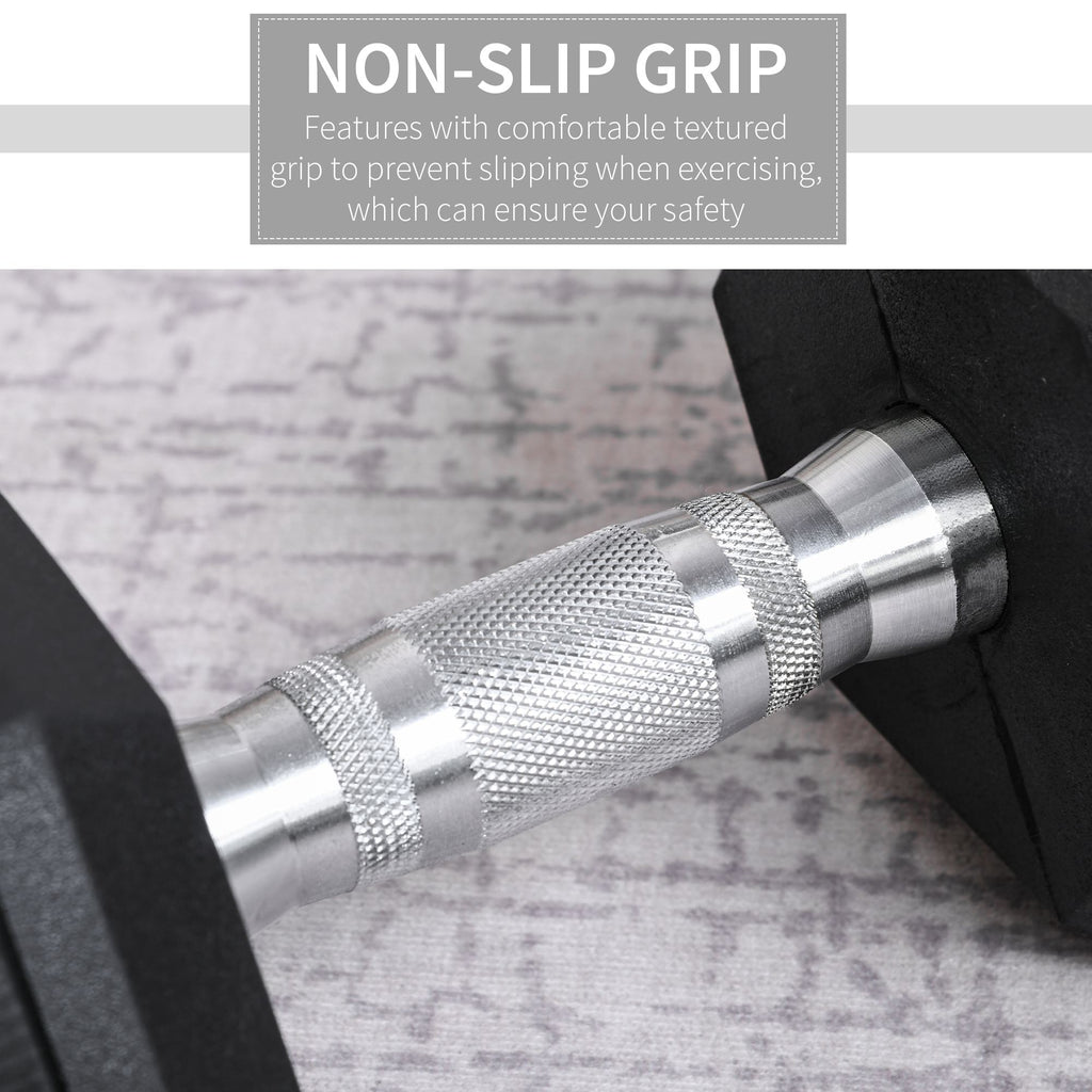 HOMCOM 17.5kg Non-Slip Grip Metal Dumbbell for Fitness Training, Black