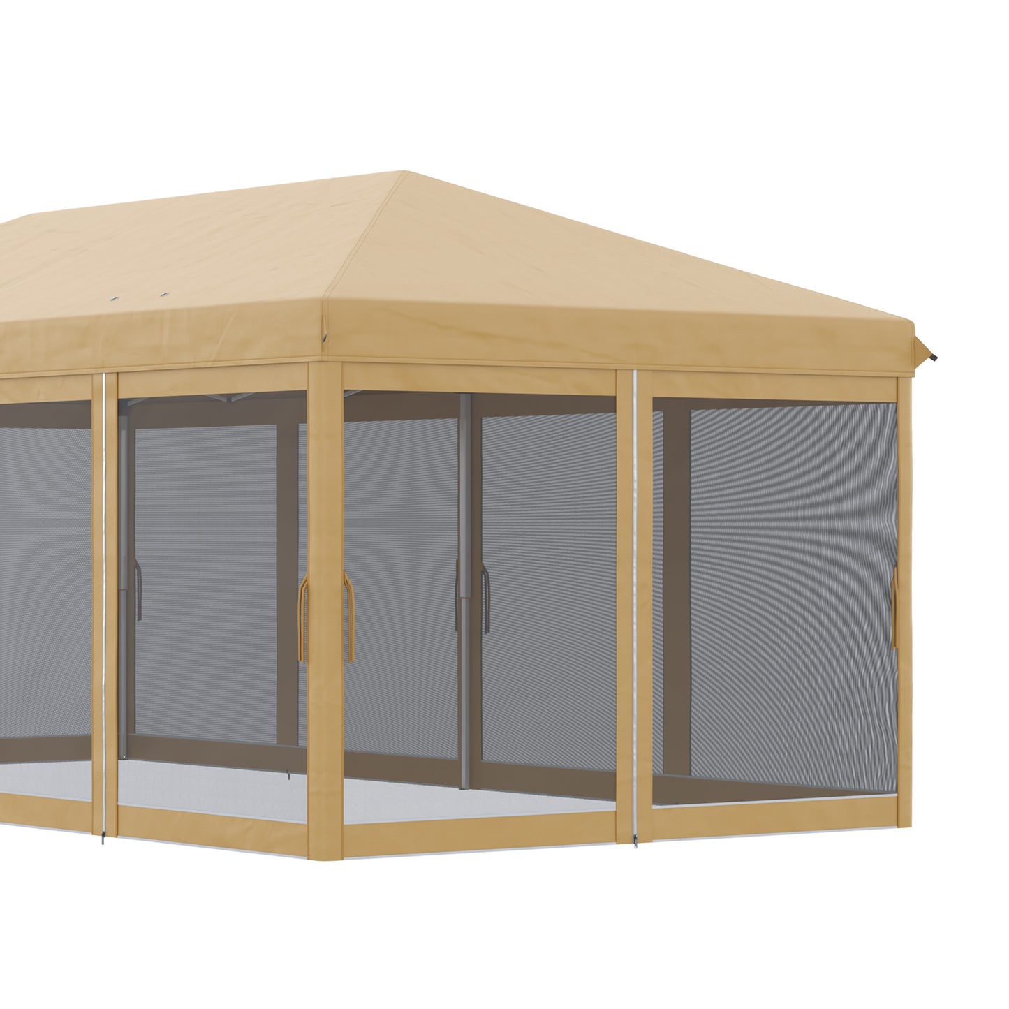 Folding Garden Gazebo 6x3m with Mosquito Net, Adjustable Height and Transport Bag, Beige - Borgè