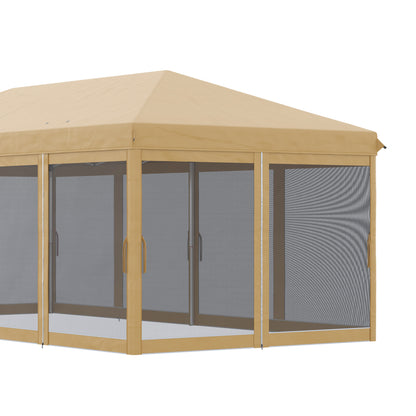 Folding Garden Gazebo 6x3m with Mosquito Net, Adjustable Height and Transport Bag, Beige - Borgè