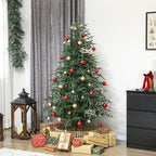 180cm Fireproof Artificial Christmas Tree with 1814 Realistic Branches and Foldable Metal Base