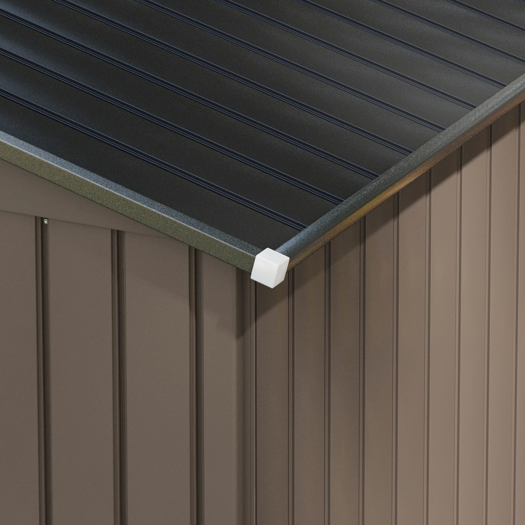 Metal Garden Shed with Vents and Double Sliding Door, 2.1x1.3m, Brown