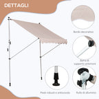 Outsunny 2x1.5m Outdoor Roller Awning with Crank and Adjustable Angle, Beige