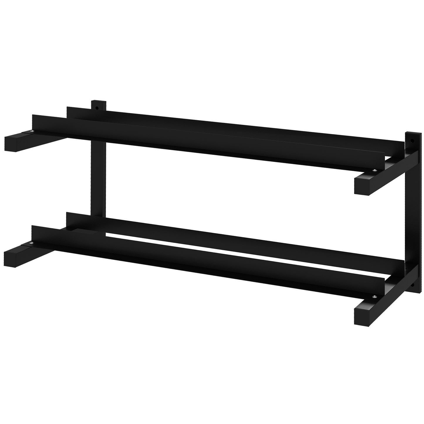 2-Tier Wall-mounted Dumbbell Rack for 70kg max, in Steel, 98x40x35 cm, Black - Borgè