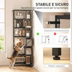 7-Tier Corner Bookcase, Industrial Shelf, Black Wood Effect