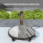Outsunny 21kg Round Resin Umbrella Base with Wheels and Brakes, Bronze