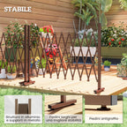 Outsunny Adjustable Width Garden Fence, Metal and Aluminum, 250x31x103.5 cm, Brown
