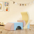 Set of 5 Soft Construction Toys for Children 1.5-8 Years, in Velvet and Sponge Effect Fabric, Multicolored