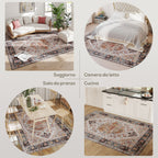 Bohemian Rug Non-Slip and Washable Short Pile for Living Room and Bedroom, 230x160 cm, Brown