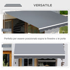 Manually Roll Up Outdoor Awning in Aluminum and Polyester, 2.5x2 m, Gray and White