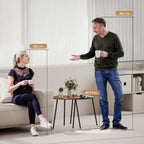 Set of 2 Stackable Coffee Tables with Metal Frame for Living Room and Office, Walnut and Black