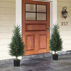 Outsunny Set of 2 Artificial Cypress Trees, UV-Resistant, Ø40x90 cm, Green