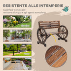 Outsunny 2-Seater Garden Bench with Slatted Frame and Wagon Wheel Armrests, Wooden, 105.5x56x79 cm, Burnt Brown