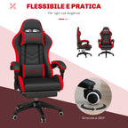 Gaming Chair with Adjustable Height and Reclining Backrest, 65x65x121-129 cm, Black and Red