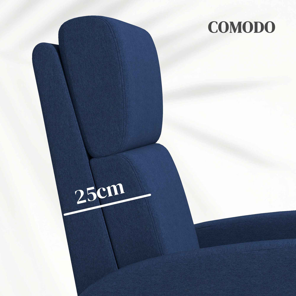 HOMCOM 160° Manually Reclining Relaxing Chair with Fabric Footrest, Blue