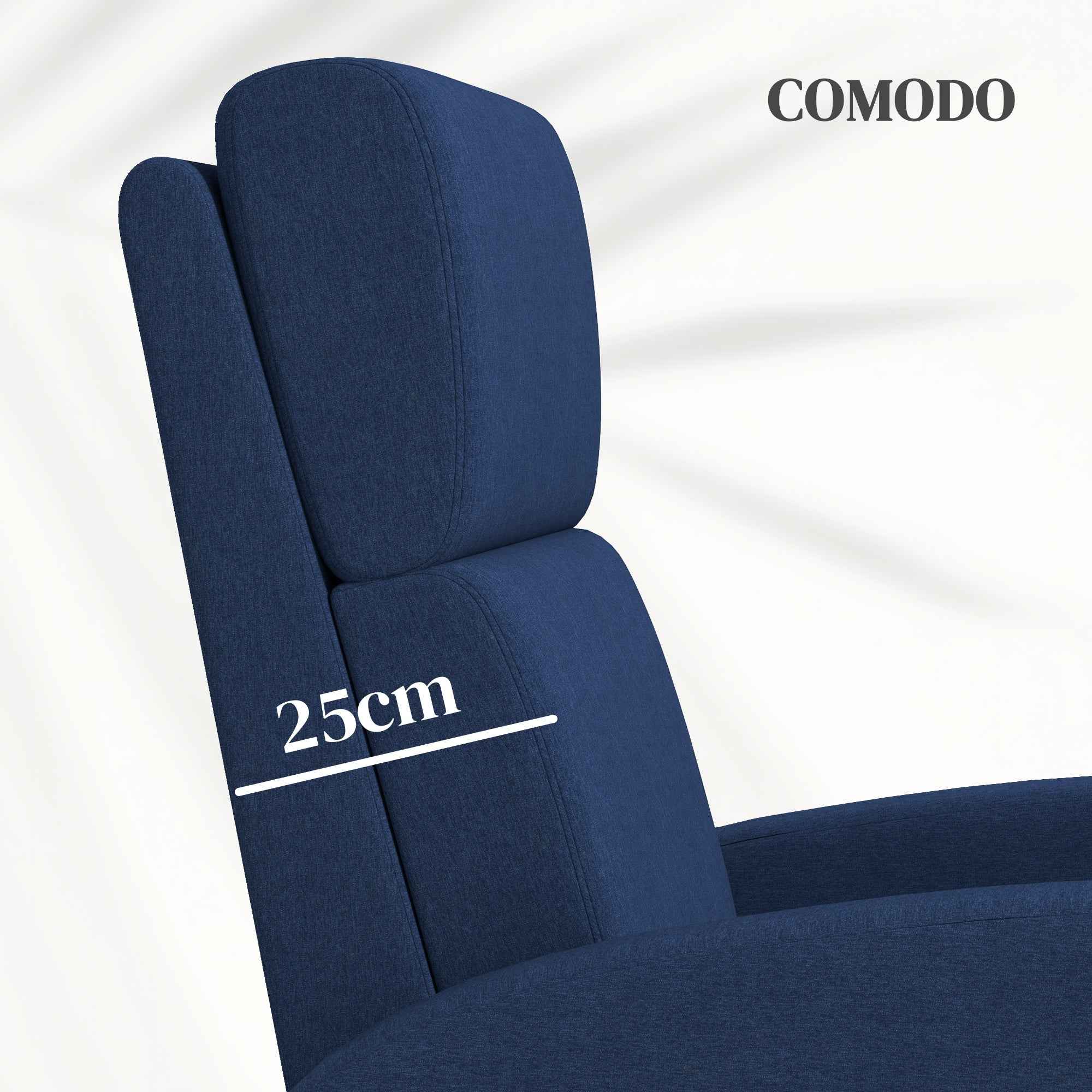 HOMCOM 160° Manually Reclining Relaxing Chair with Fabric Footrest, Blue