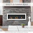 Wall-Mounted Bioethanol Fireplace with 3 x 1L Tanks and 20m² Coverage, Steel and Glass, 120x15x40 cm, White