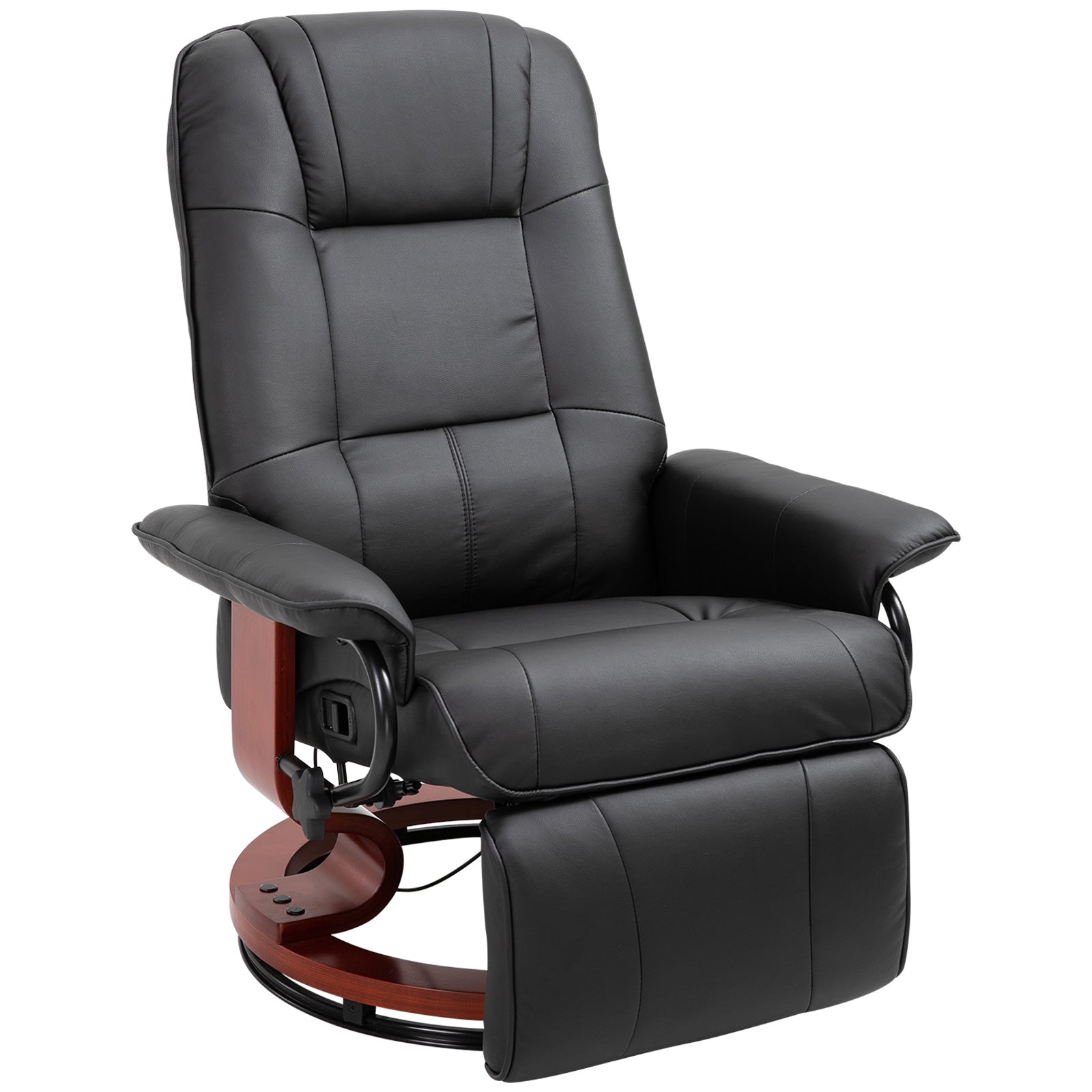 Manually Reclining Relaxing Chair up to 145° with Footrest and Faux Leather Upholstery, Black