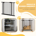 Dog Gate with 2 Extensions with Adjustable Width up to 100 cm and Automatic Closing, Black