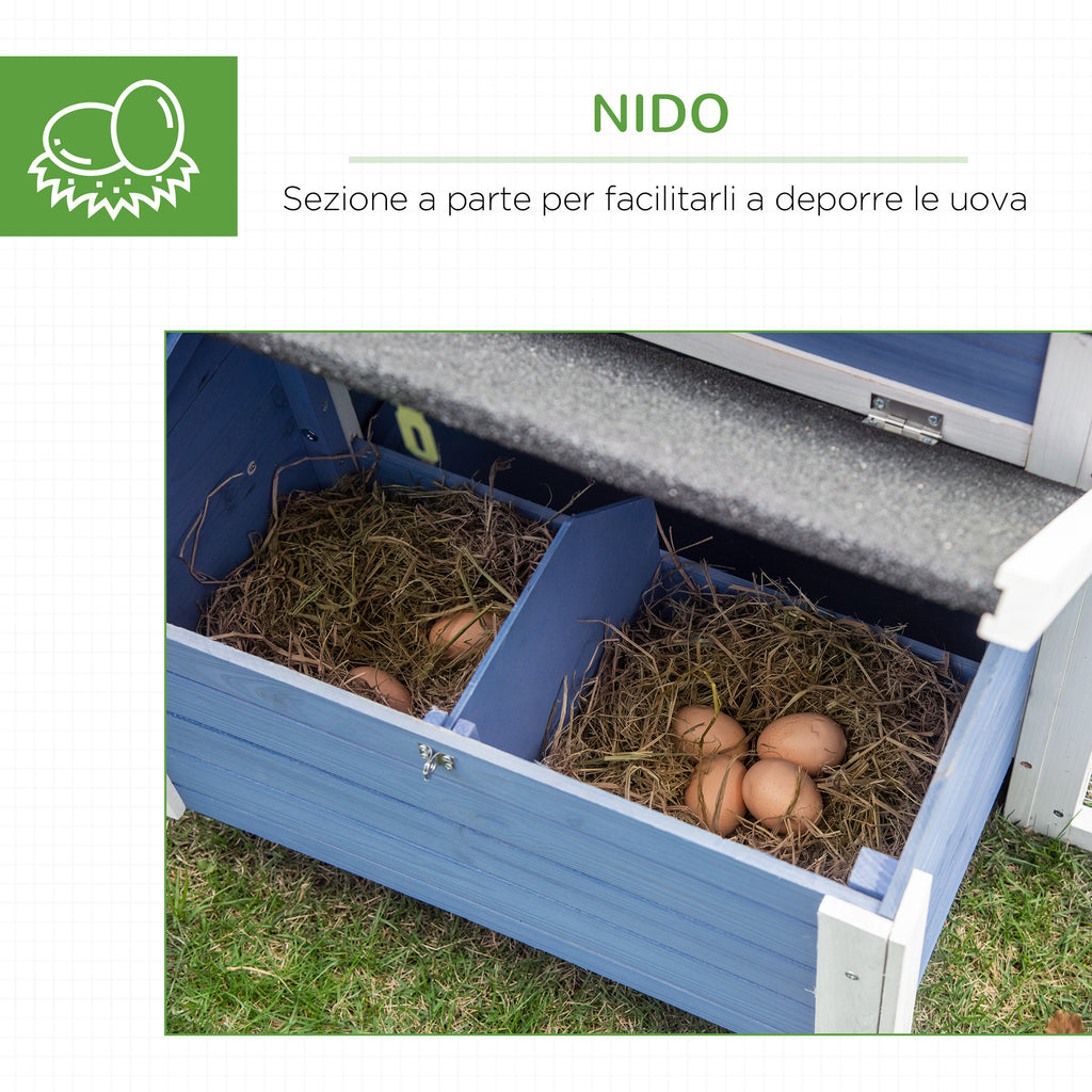 Chicken Coop with Running Area and Removable Nesting Tray, Wooden Garden Chicken Coop with Waterproof Roof, 180x91x79 cm