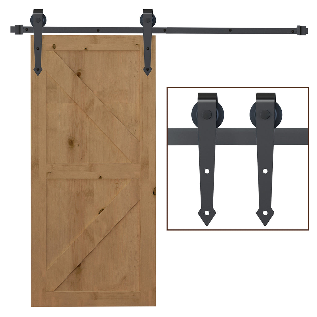 Rustic Style Carbon Steel Single Sliding Door Track Kit, Brown
