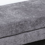 2-Layer Bed End Bench in Velvet Effect Fabric and Steel, 121x50.5x46.5 cm, Dark Grey and Gold