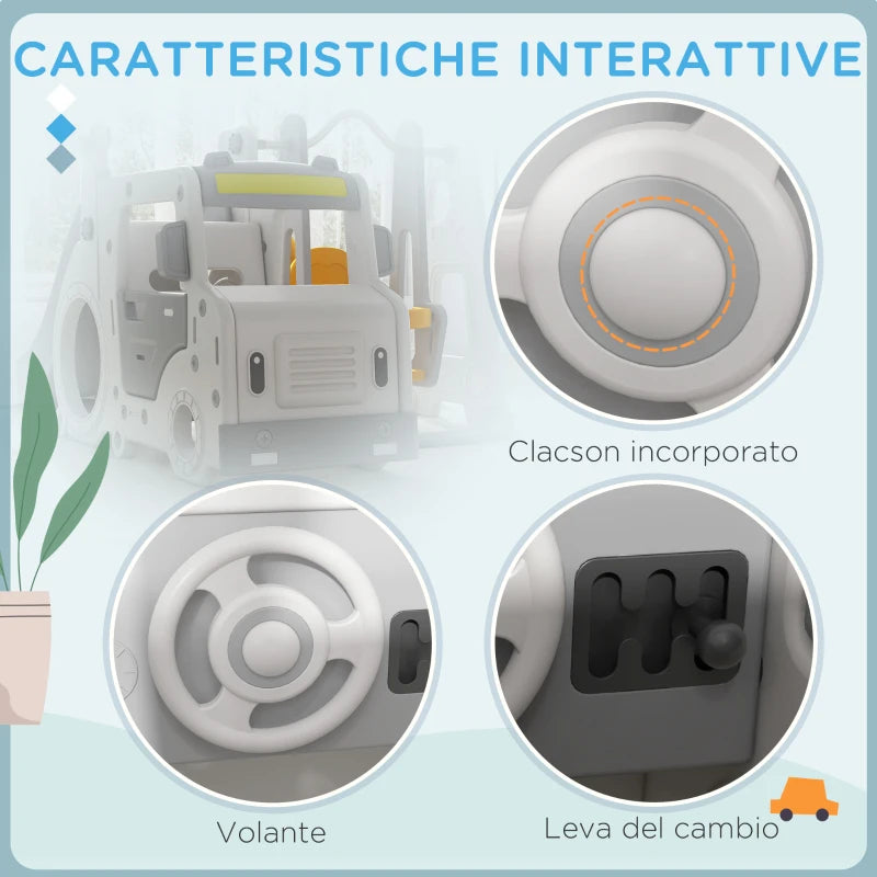 Slide Set for Children 18-48 Months with Swing, Toy Car and Basketball Hoop, 201x151x87.5cm, White