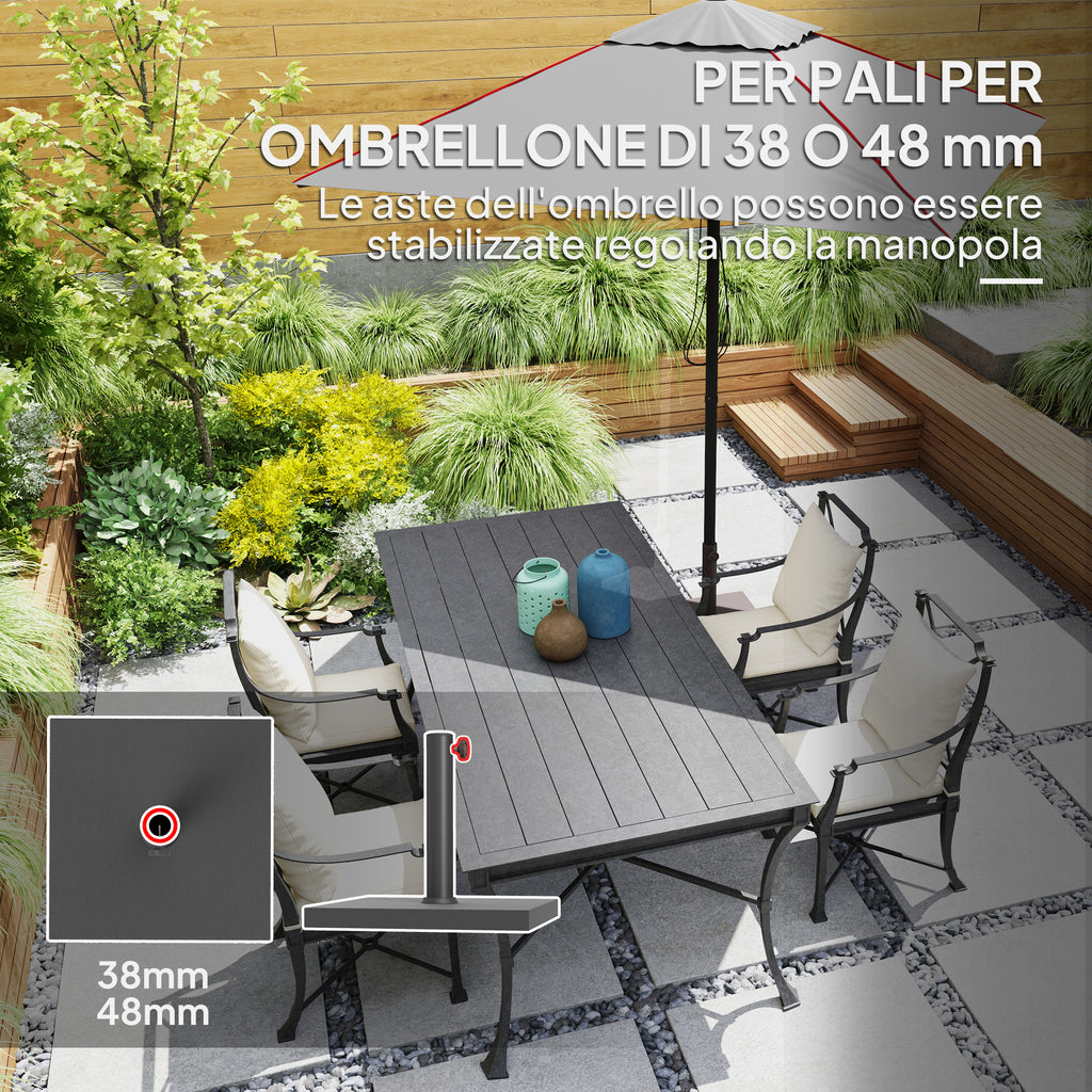 14.5 kg Square Umbrella Base with Crank, in HDPE and Cement, 44x44x30 cm, Black