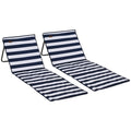 Set of 2 Folding and Adjustable Beach Chairs with Pocket, in Steel and Polyester, 142x51x40 cm, Multicolor