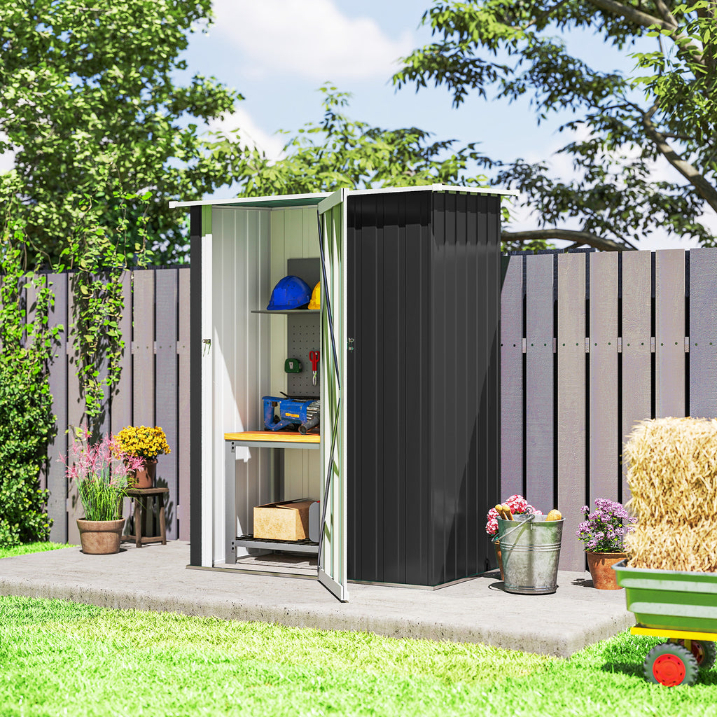 Outsunny Waterproof Steel Tool Shed 142x84x189cm
