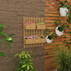 Vertical Slatted Planter with 3 Removable Pots, in Fir Wood, 60x16x80 cm, Burnt Brown
