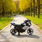 6V Electric Motorcycle for Kids with Removable Training Wheels, Headlights and Music, Ages 18-36 Months, White