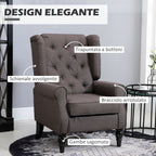 HOMCOM French Style Living Room Armchair with Padded Seat and Cushions, in Polyester, 74x86x102 cm, Brown - Borgè