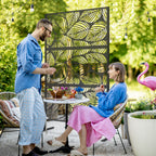 Outsunny decorative outdoor paragraph in steel with leaf design, 122x198cm, black - Borgè