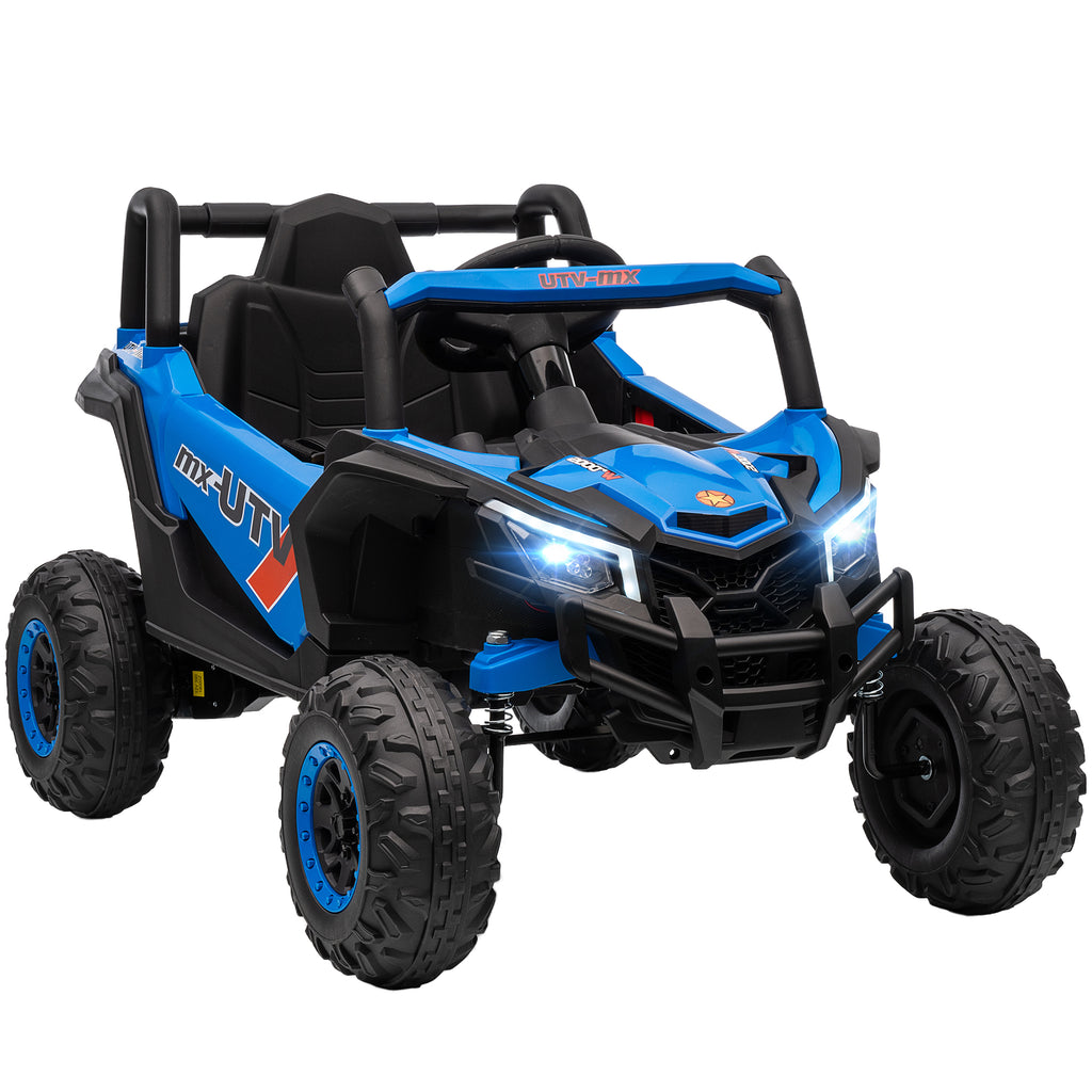 AIYAPLAY Kids Electric Ride-On UTV 12V with Seat Belt, Remote Control, Suspension, USB, 3-7 km/h, 3-5 Years, Blue