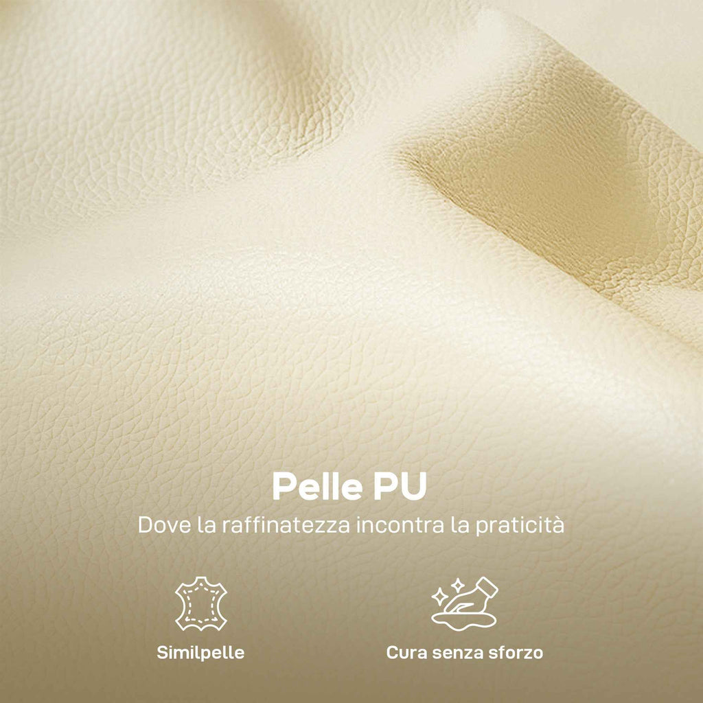 HOMCOM 3-Seater Faux Leather Sofa with Thick Padding, Side Pocket and 2 Cushions, 190x83x90 cm, Beige