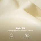 HOMCOM 3-Seater Faux Leather Sofa with Thick Padding, Side Pocket and 2 Cushions, 190x83x90 cm, Beige