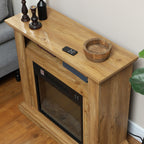 1800W Electric Fireplace with 3D Flame, Timer and Remote Control, in Wood, Metal and Glass, 81.5x30x76.2 cm, Brown