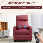 Massage Relax Chair with Remote Control and 8 Programs, Reclining and Footrest, Red