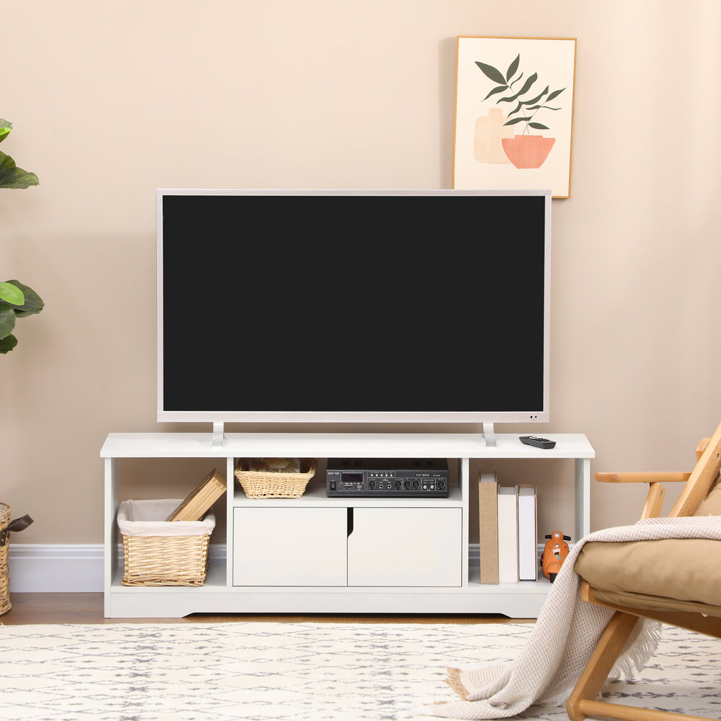 TV Cabinet up to 42" with Cabinet and Open Wooden Shelves, 120x30x41cm