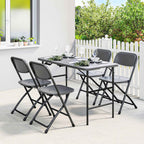 Outsunny Adjustable Garden Table and 4 Folding Chairs Set in Wood Effect HDPE, Dark Grey