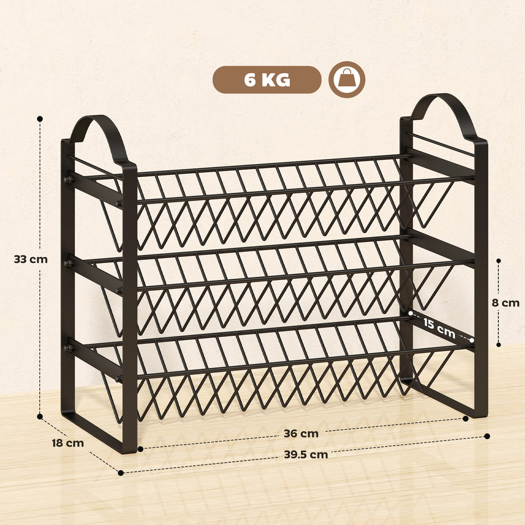 3-Tier Kitchen Spice Rack, Space-Saving Organizer with Slanted Metal Shelves, Black
