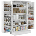 Kitchen Cabinet with 5 Central Shelves and 2 Side Shelves with 6 Levels, in MDF, 60x30x104 cm, White