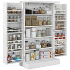 Kitchen Cabinet with 5 Central Shelves and 2 Side Shelves with 6 Levels, in MDF, 60x30x104 cm, White